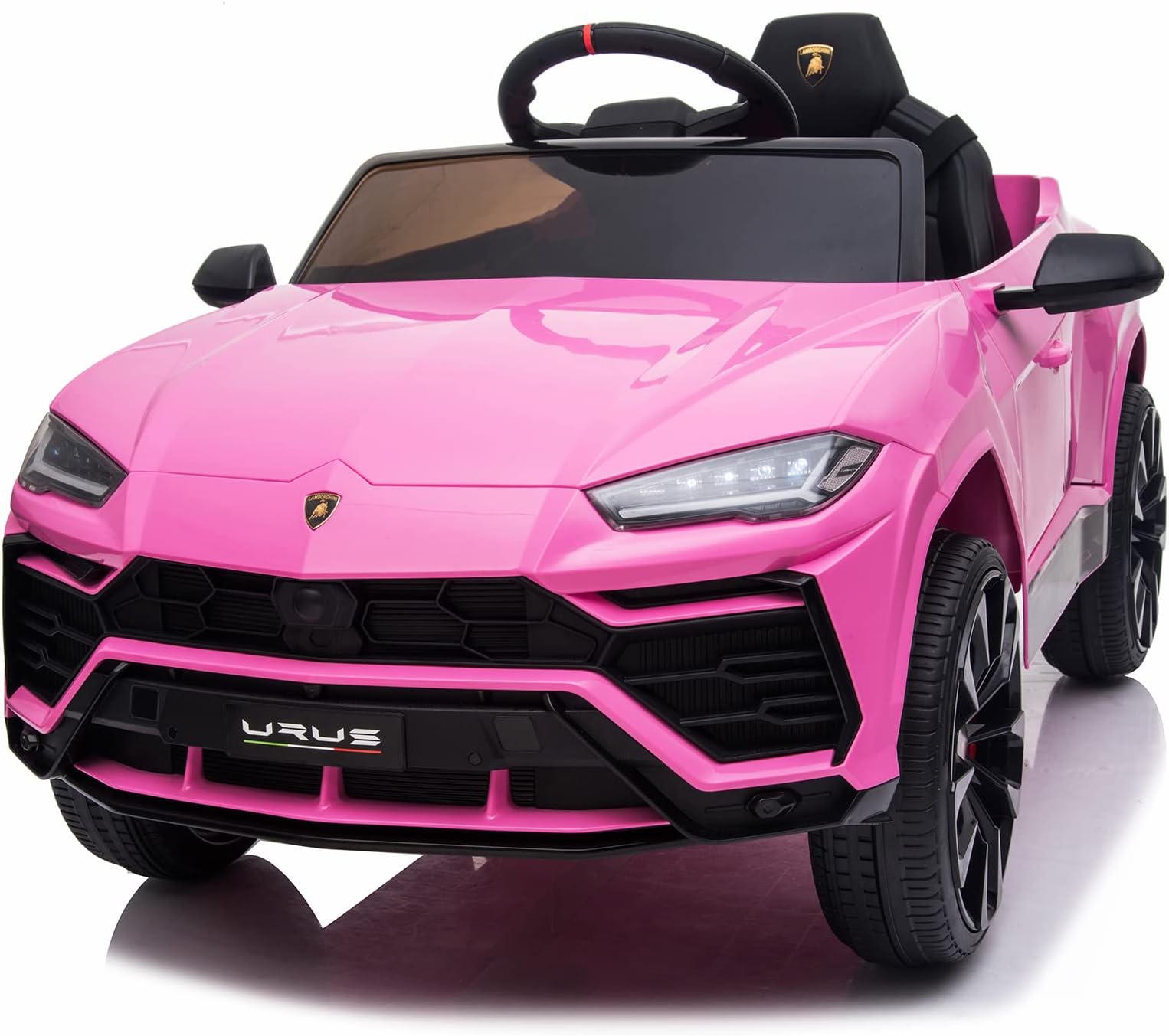 YOFE Electric Ride On Car for Kids, 12V Licenced Lamborghini Kids Electric Vehicles with Remote Control, AUX, Spring Suspension, Music, LED Lights, USB Port, Foot Pedal (Pink)