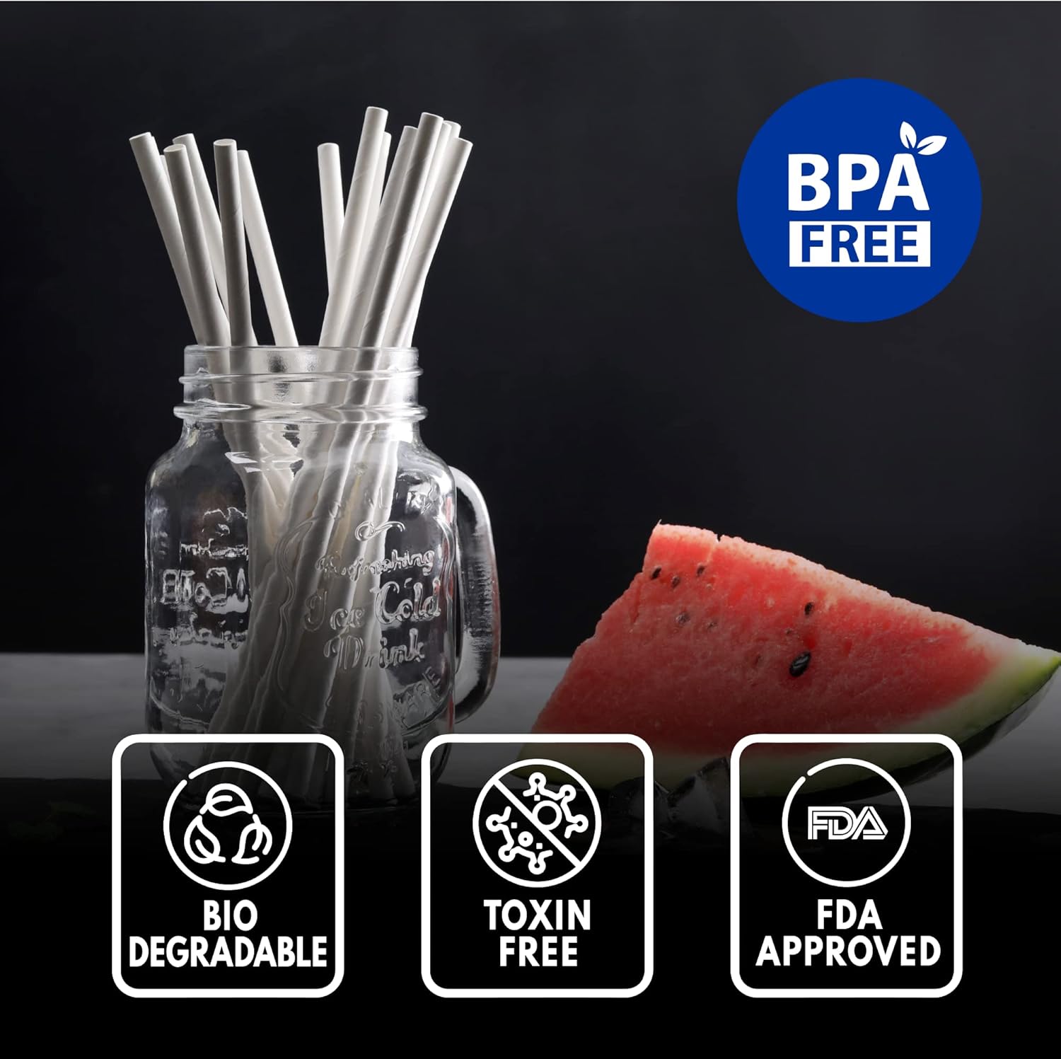 New Star Foodservice 1028645 Individually Wrapped Biodegradable Paper Drinking Straws, 500-Pack, White