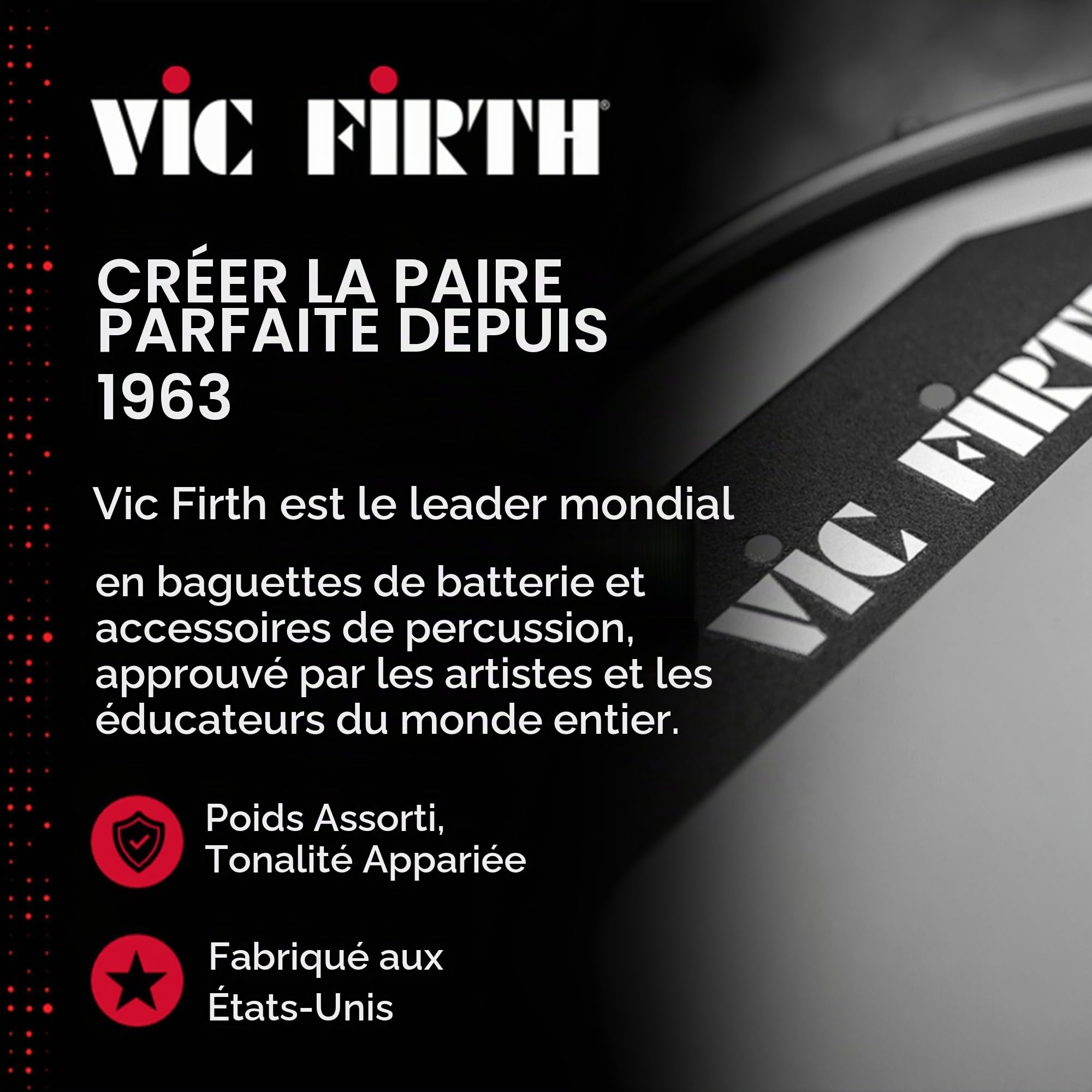 Vic Firth Pad d’Entraînement à Double Face 30,5 cm (12 inches)
