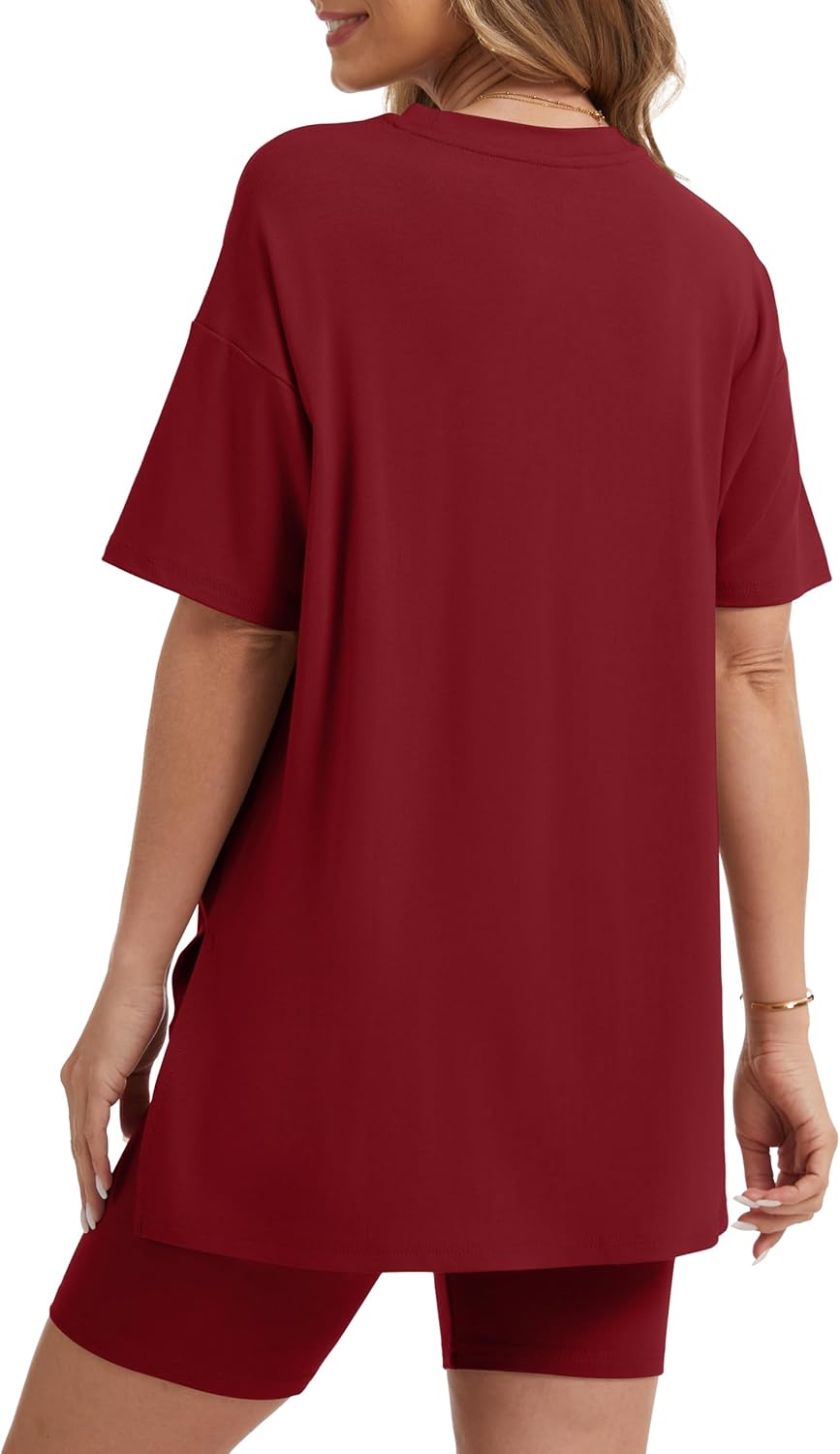 RUBZOOF Women's 2 Piece Lounge Sets 2026 Casual Summer Airport Travel Outfits Oversized Shirts Biker Shorts Matching Clothing - Image 5