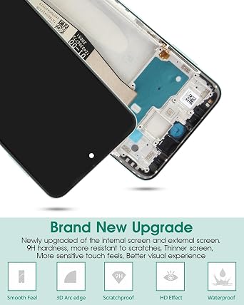 for Redmi Note 9S LCD Display for Xiaomi Redmi Note 9S Screen Replacement for Redmi Note 9 Pro Screen Touch Digitizer Assembly Replacement with Frame M2003J6A1G M2003J6B2G (White)