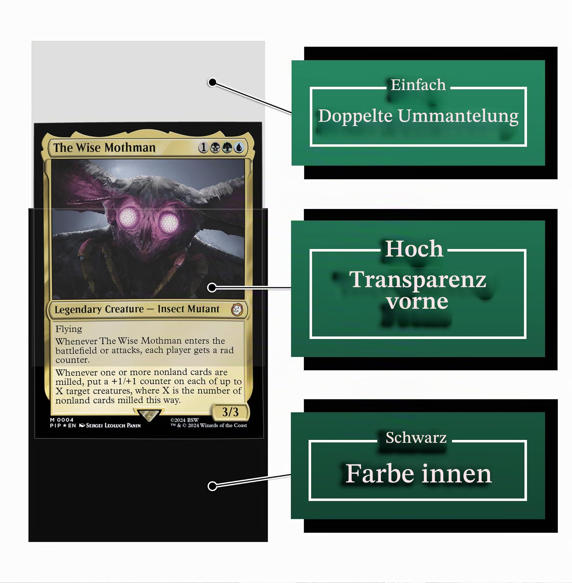 Card Sleeves - 100 Pack for MTG, Magic The Gathering, TCG Decks & More - Standard Size - Ideal for MTG Commander & Fallout Decks