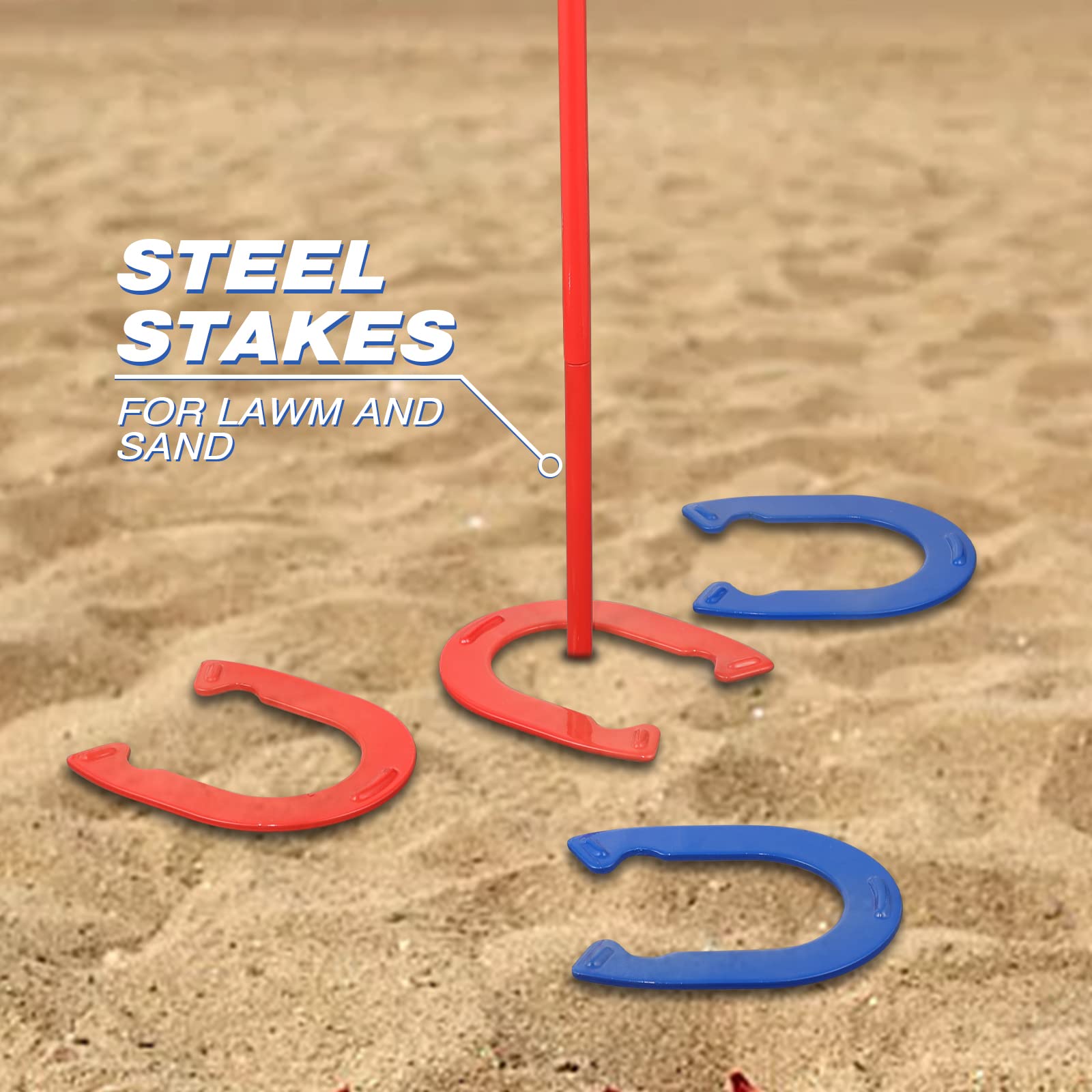 Ensemble De Fers à Cheval Franklin Sports - Comprend 4 Fers à Cheval En 4 En Acier Forg Taille Et Poids Officiels 2 Piquets Plage Ou Bac