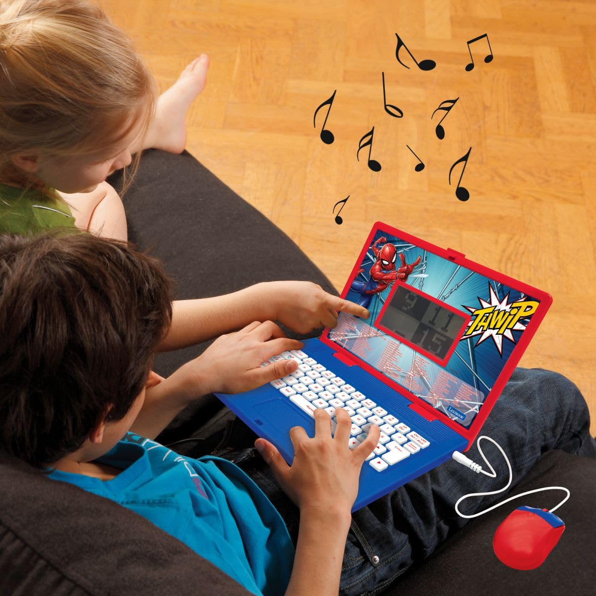 Lexibook, Marvel - JC601SPi3LXB - Spiderman - Ordinateur Portable éducatif bilingue Anglais et Allemand - 164 activités - Mathématiques - Jeux de logique - Mode Musique - Écran LCD - Motif Spiderman