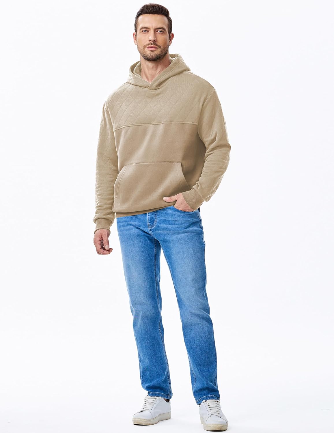 JMIERR Mens Casual Hooded Collar Fleece Hoodies Pullover Sweatshirts Warm Long Sleeve Shirts - Image 4