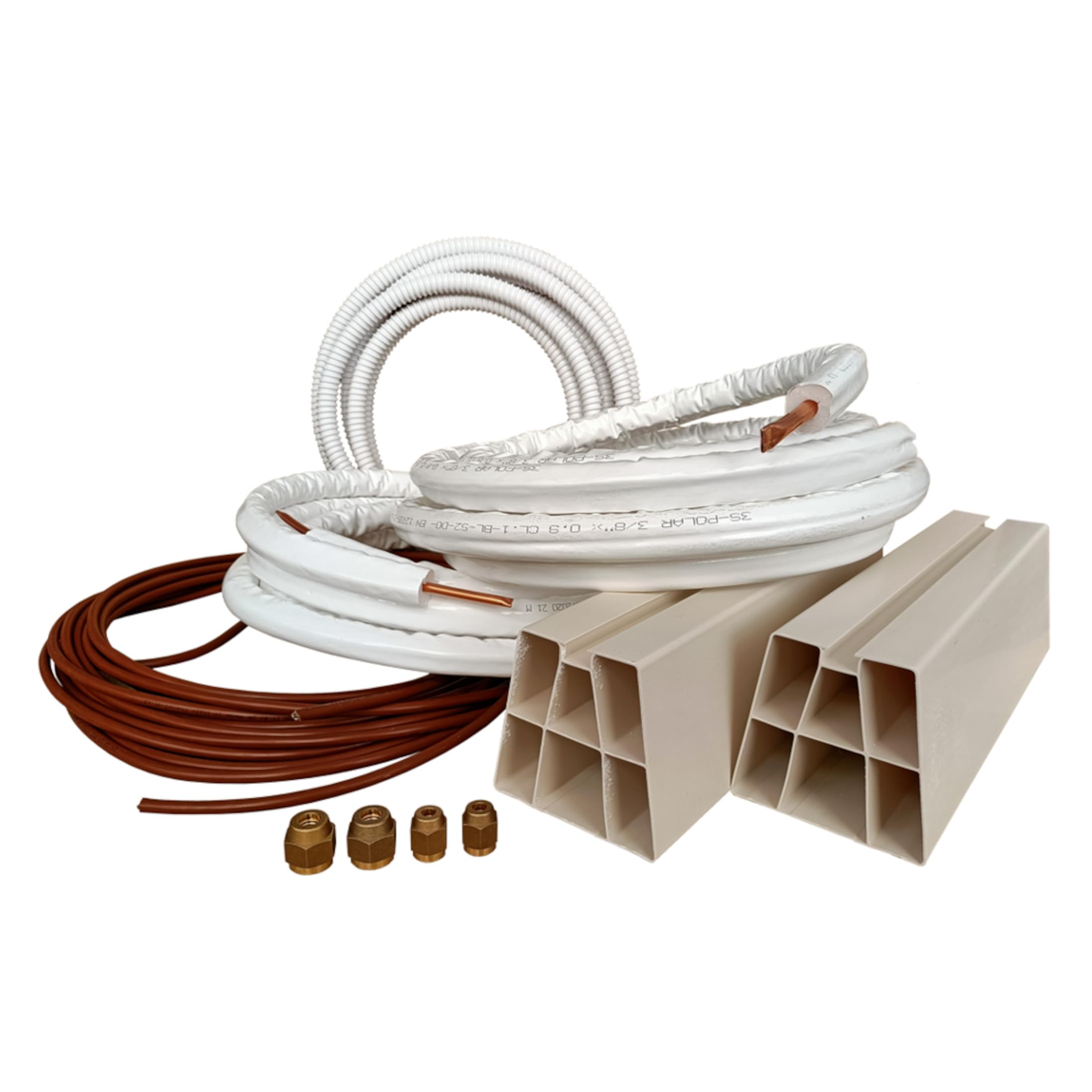 3S SuperSamaStore Kit Installazione Climatizzatore Monosplit 10 Metri, Set Montaggio Impianto Condizionatore con Tubi Rame Preisolati 1/4" e 3/8", Raccordi, Tubo Condensa, Cavo e Basi