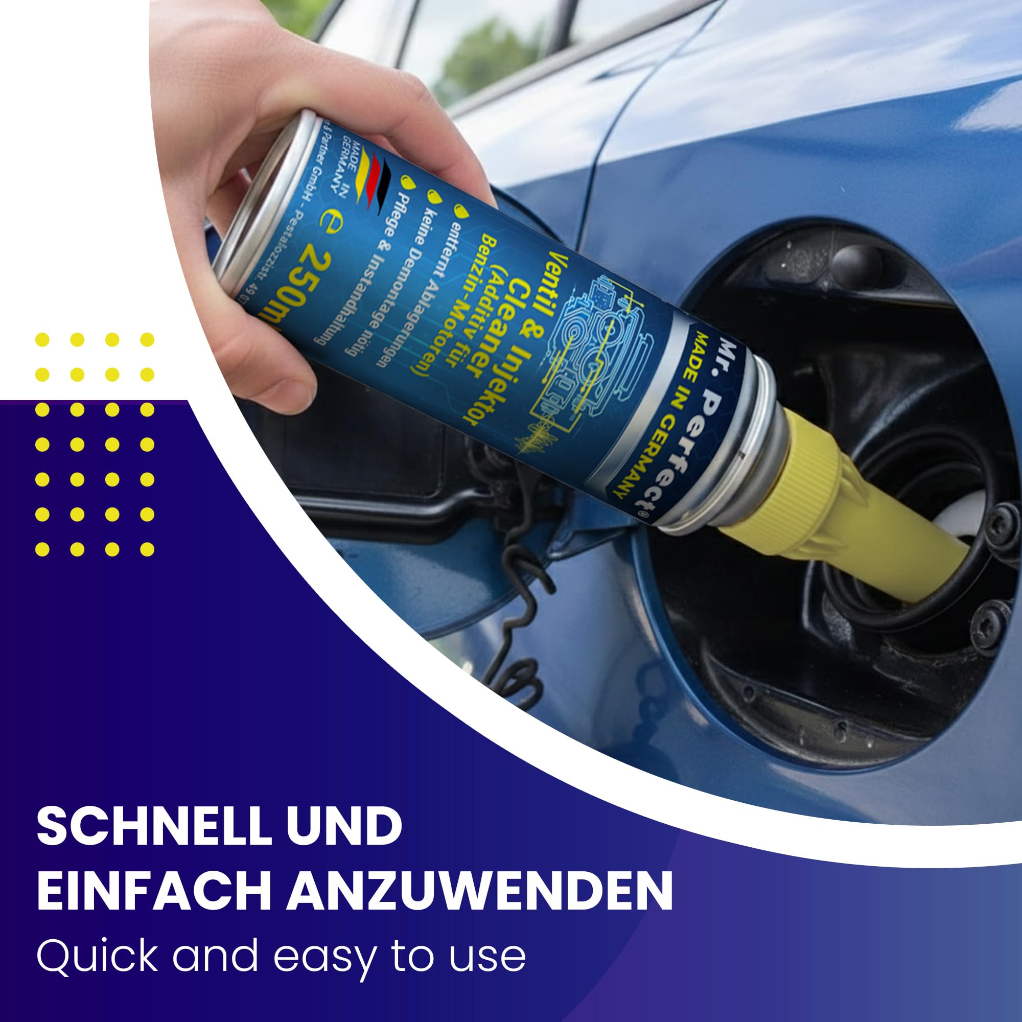 Mr. Perfect Ventil & Injektor Cleaner Benzin 6x250ml | Einspritzdüsen Reiniger entfernt Ablagerungen & fungiert als Kraftstoffstabilisator | Benzin Additiv für gleichmäßigen Motorbetrieb