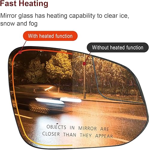 Miniatura 4 de Espejo lateral del pasajero de repuesto con calefacción compatible con Toyota RAV4 2016 2017 2018 Espejo para Toyota RAV4 espejos laterales para