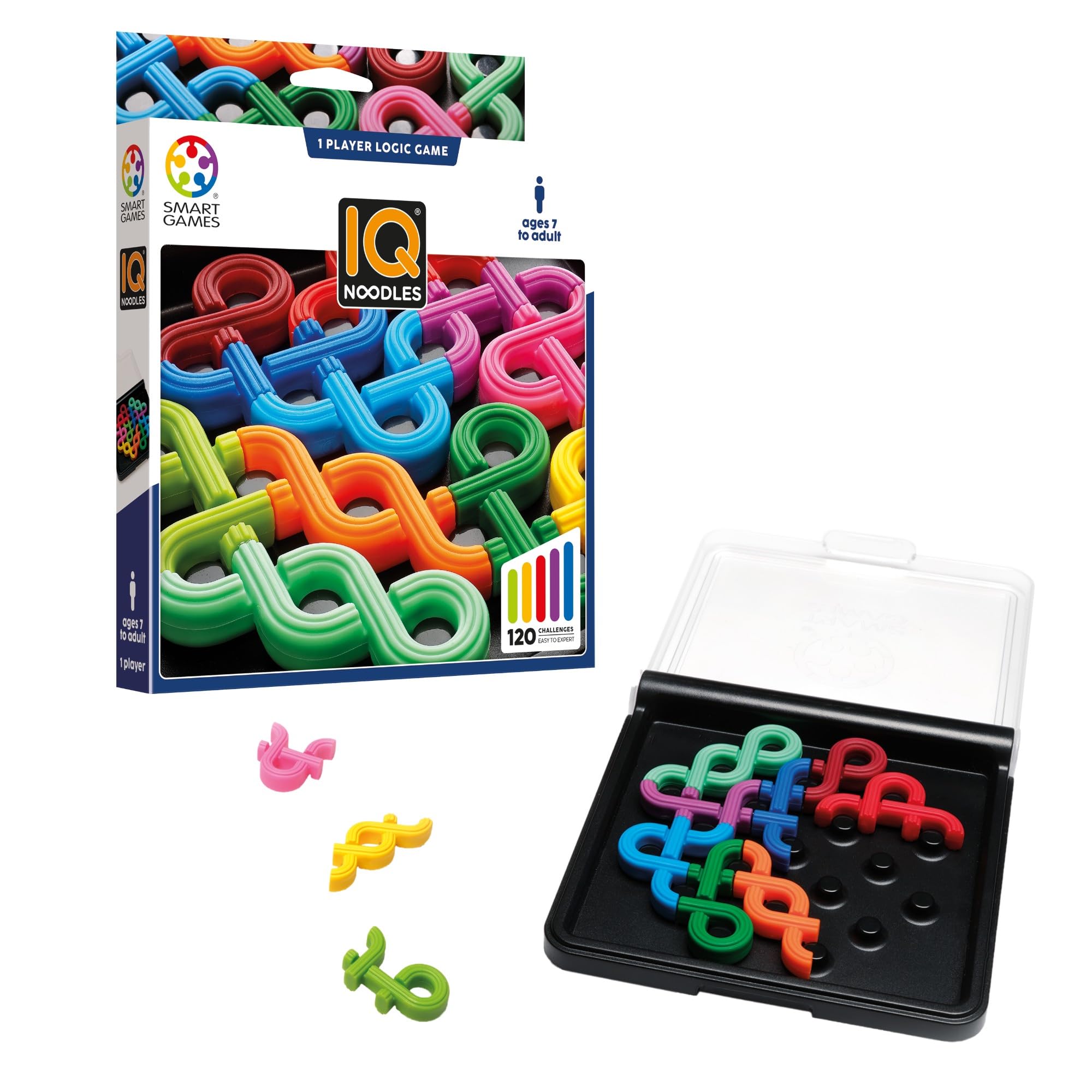 SmartGames - IQ Noodles, Puzzle Game with 120 Challenges, Ages 7+