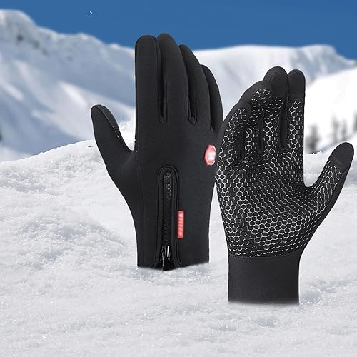 Guantes térmicos de invierno para clima frío con agarre antideslizante y cierre de cremallera