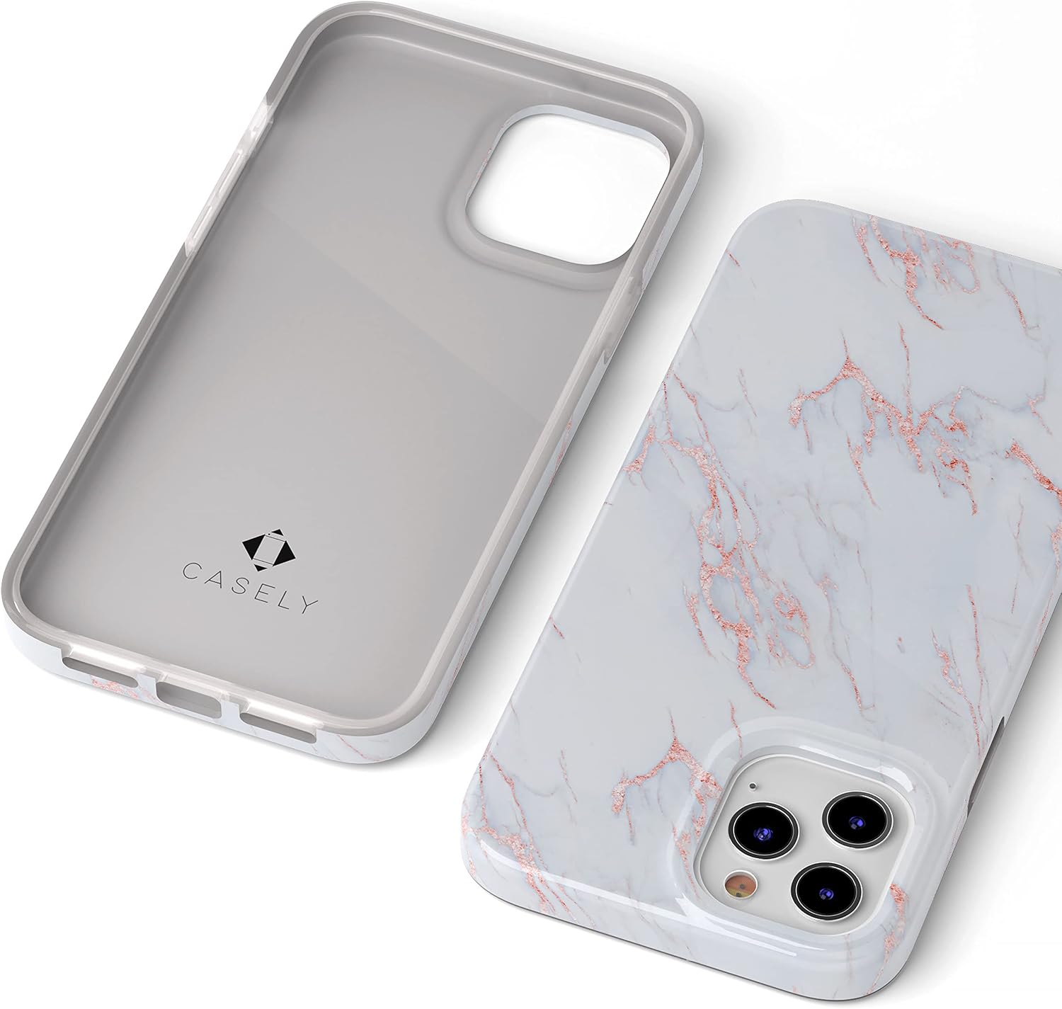 Casely iPhone 11 Pro Max Case | Subtle Blush | White and Pink Marble | Classic Ultra Slim Design