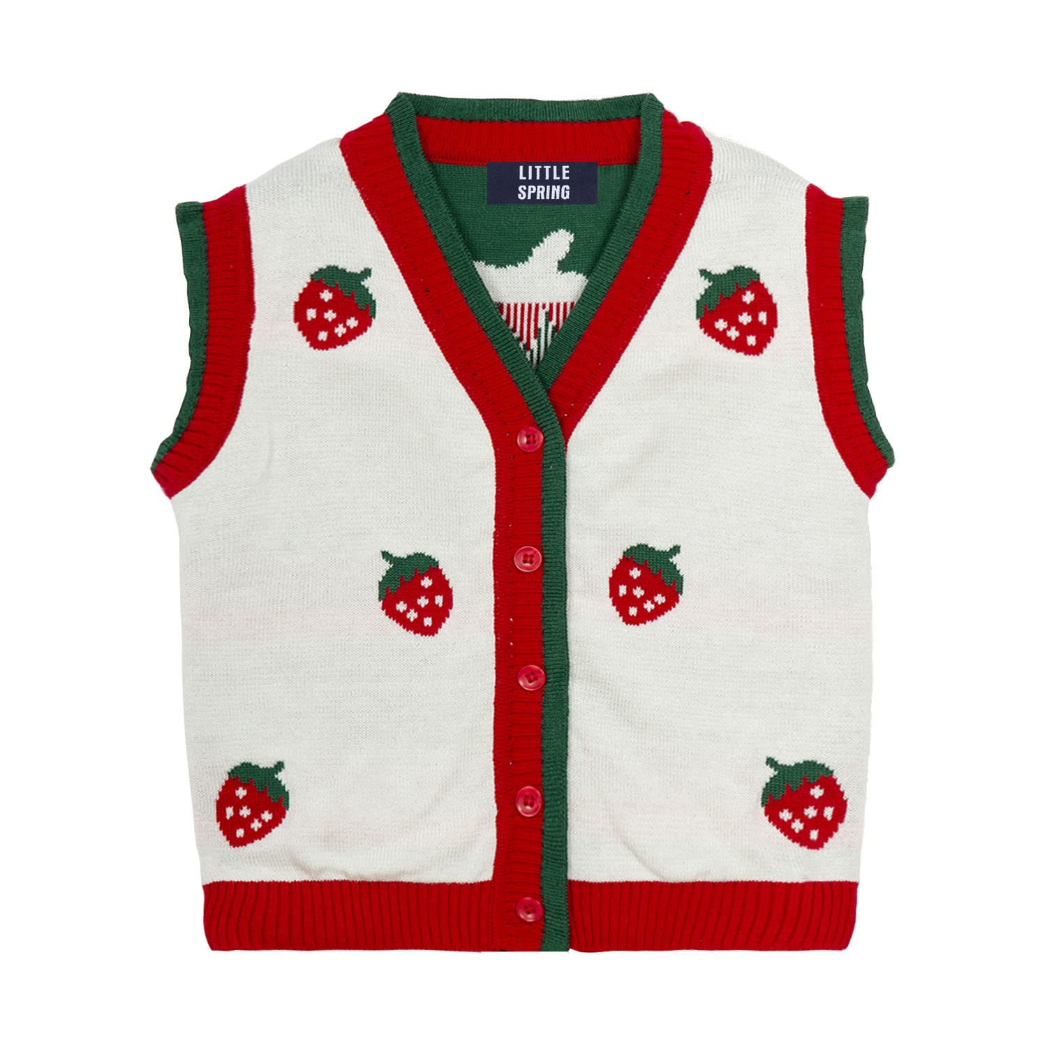 LittleSpring Toddler Baby Girl Knit Sweater Vest V Neck Button Down Soft Sleeveless