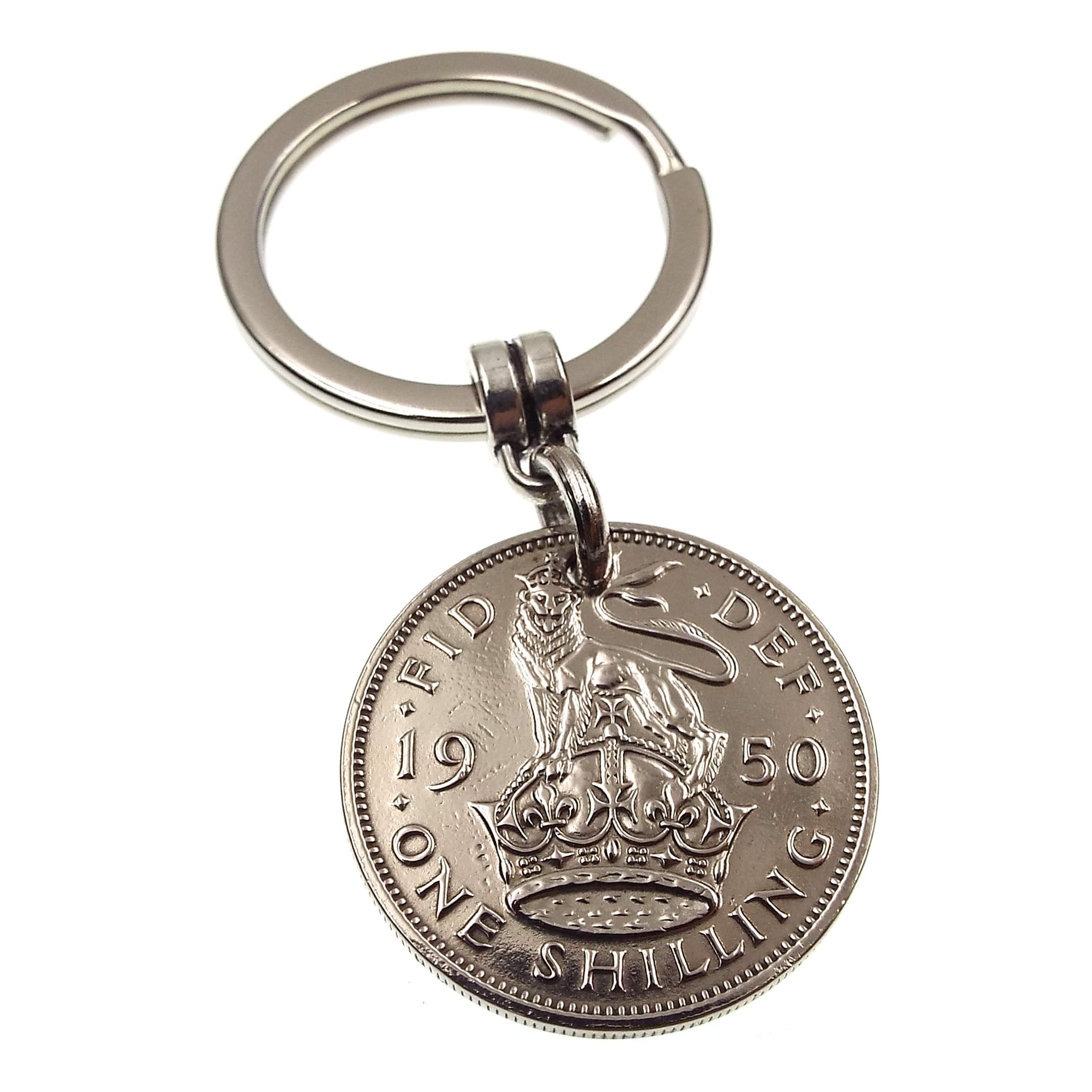 A Silver Dream 1950 English Shilling Coin Keyring