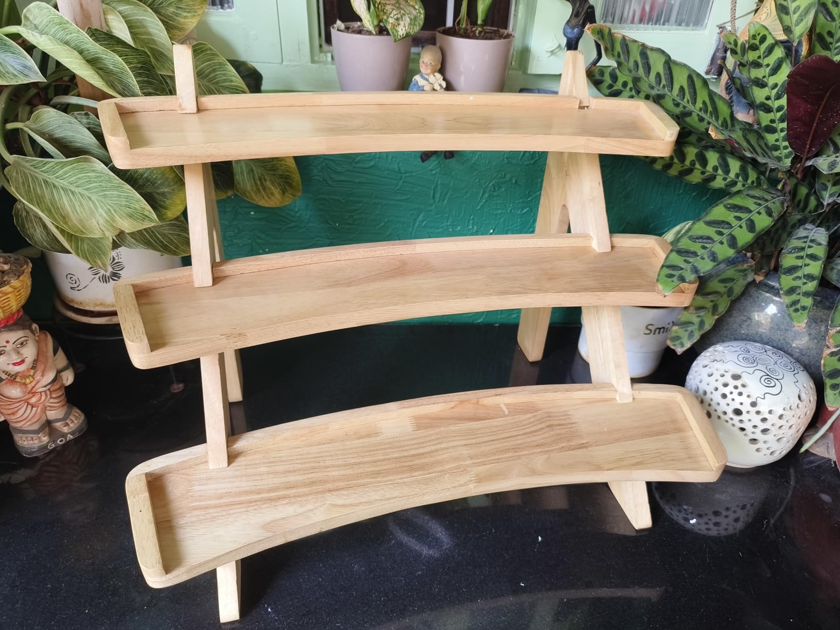 Blink & Buy Foldable 3-Tier Wooden Food Display Stand | Kitchen Rack ...