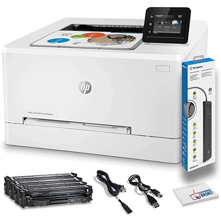 Amazon Com Hewlett Packard Color Laserjet Pro M255dw Wireless Laser Printer With Power Strip Surge Protector Electronics Basket Microfiber Cleaning Cloth Office Products