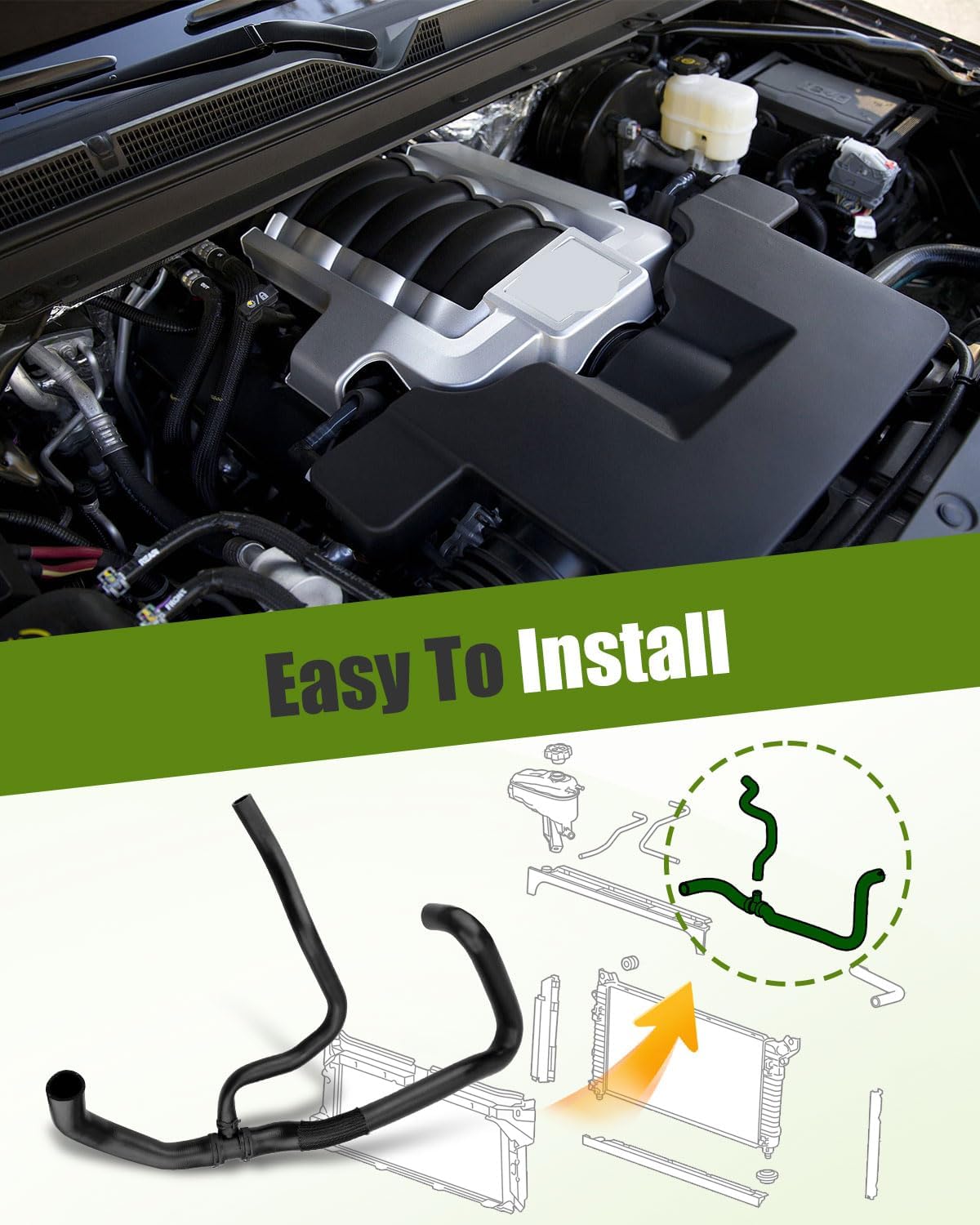 Radiator Coolant Outlet Hose Fit for Chevy Silverado/Tahoe/Suburban/Cheyenne Fit for GMC Sierra 1500 / Yukon/Yukon XL Fit for Cadillac Escalade Replaces# 84919469, 23126444, 27171X, 24338