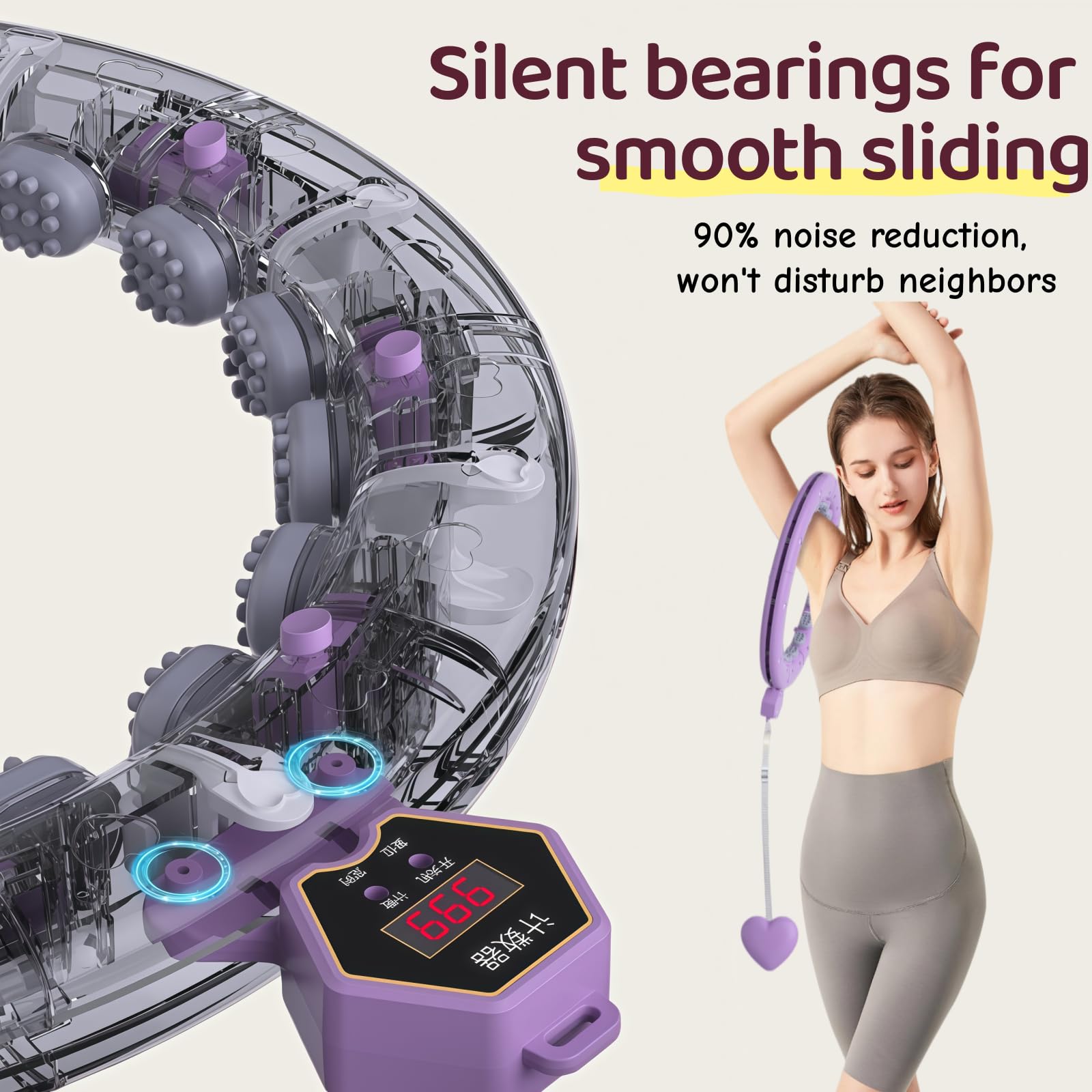 Cerceau intelligent avec compteur, cerceau de fitness lesté pour entraînement de base, cerceau d'exercice réglable pour entraînement à la maison, cadeau pour femme