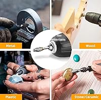 Vista 8 de Juego de 10 fresas rotativas de carburo de tungsteno, brocas de carburo, brocas de tallado giratorio con vástago de 1/8 pulgadas para bricolaje