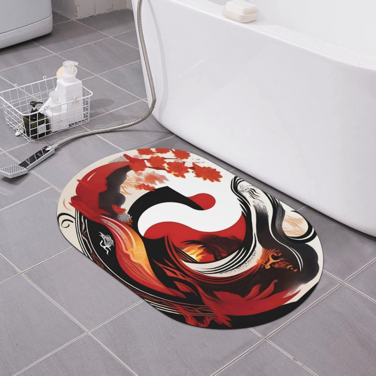 PHAYAH Alfombra de baño de goma antideslizante con rayas rojas y negras y absorbentes, tapete para puerta interior, tapete de piso de 15.7 x 23.6 pulgadas