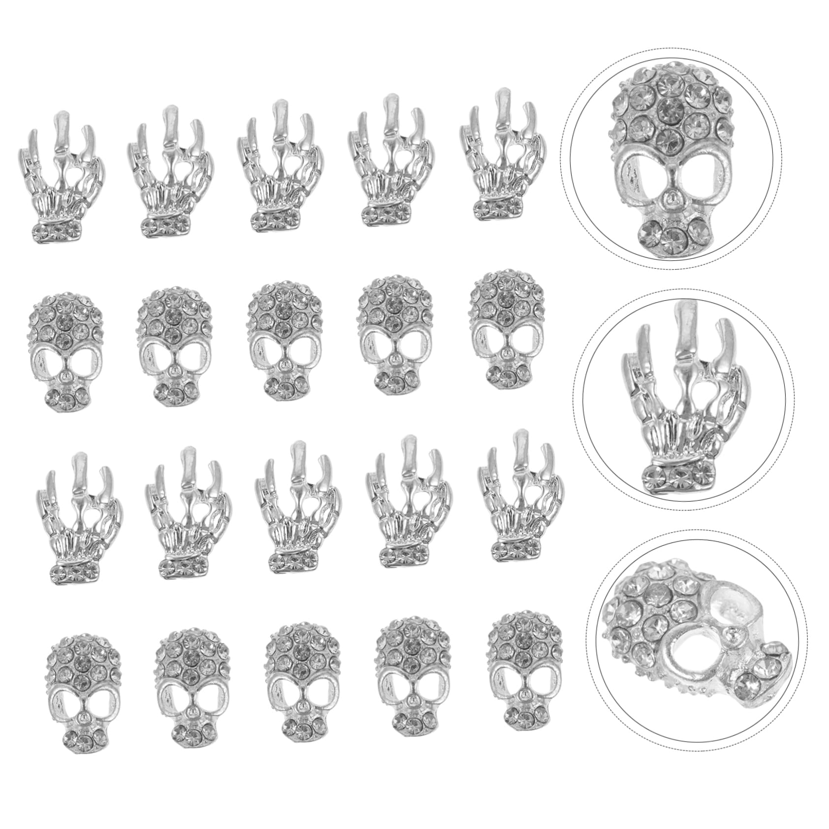 Healvian 200pièces Décorations Nail Art Avec Strass Forme De Tête De Mort Autocollants Manucure Pour Et Accessoires De Téléphone Nail Art