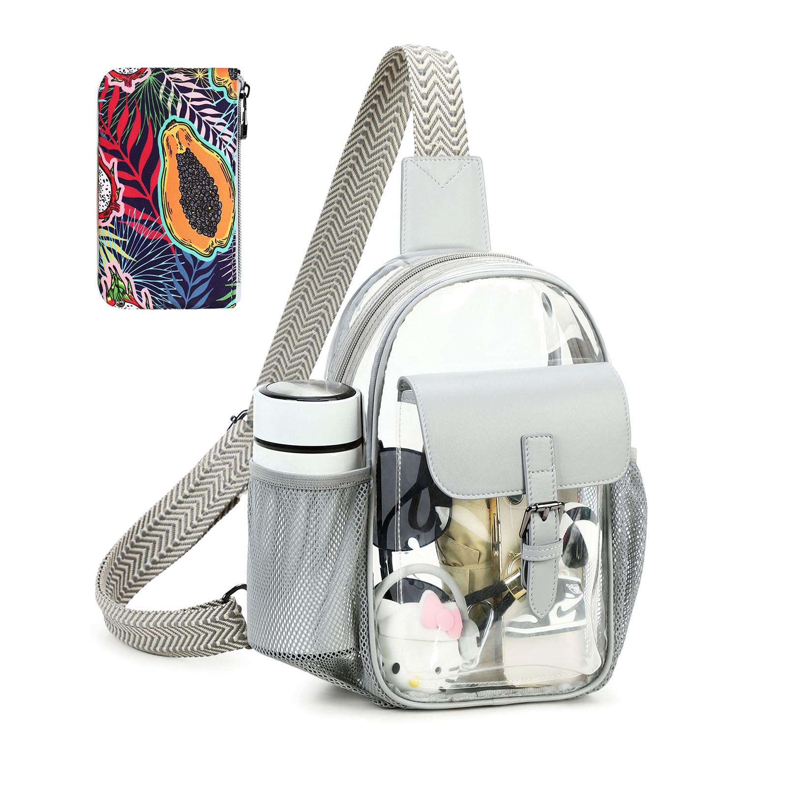 YIQUN Clear Bag for Stadium Events, Clear Crossbody Bag Purses for Women Crossbody Concert Sports with Side Mesh Pocket