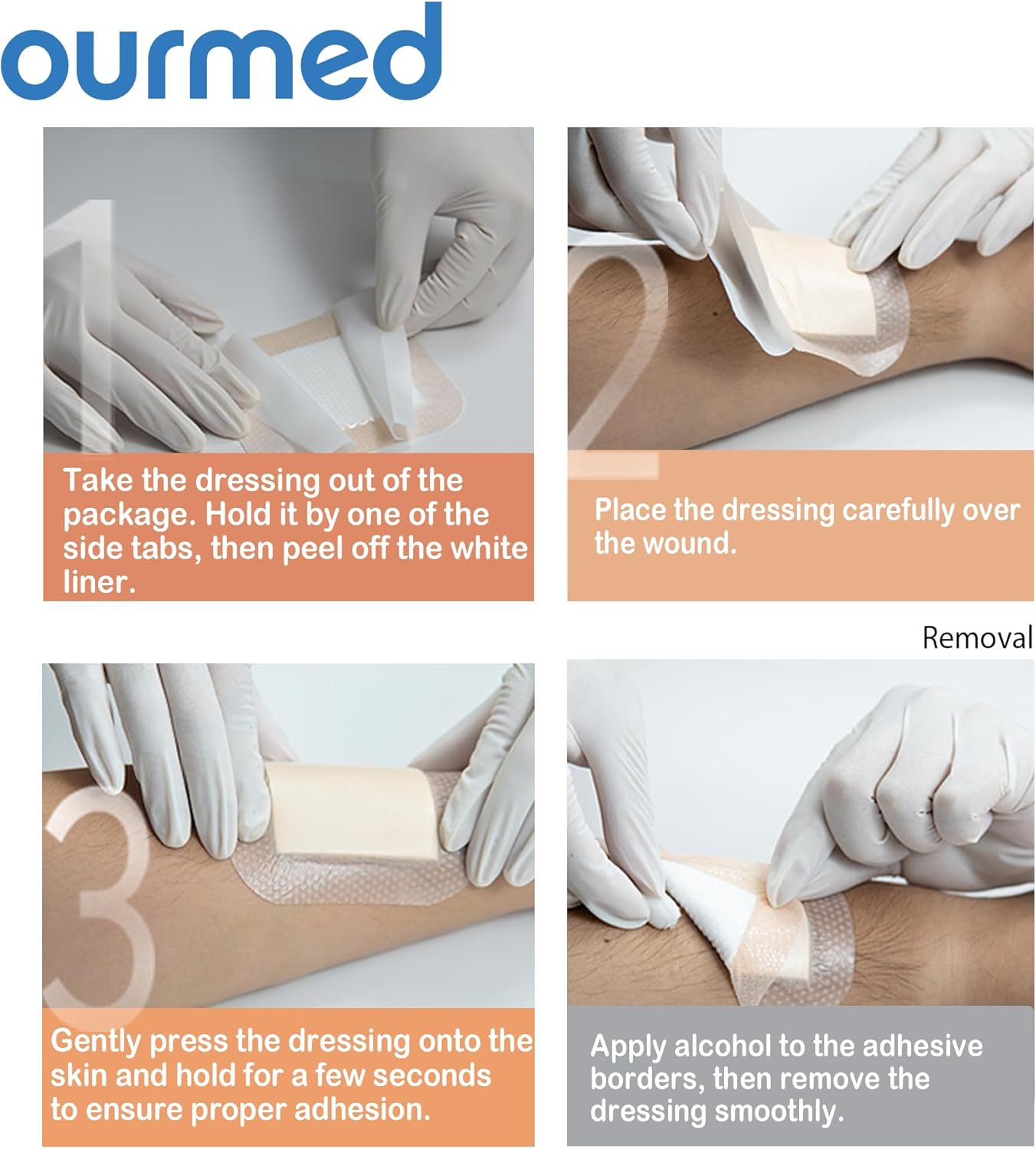 Soft Flex Silicone Foam Dressings(6"x 6", Pack of 10) Sterile, Highly Absorbent, Waterproof, Gentle Border, Wound Care for Bed Sores, Pressure Ulcers - Image 7