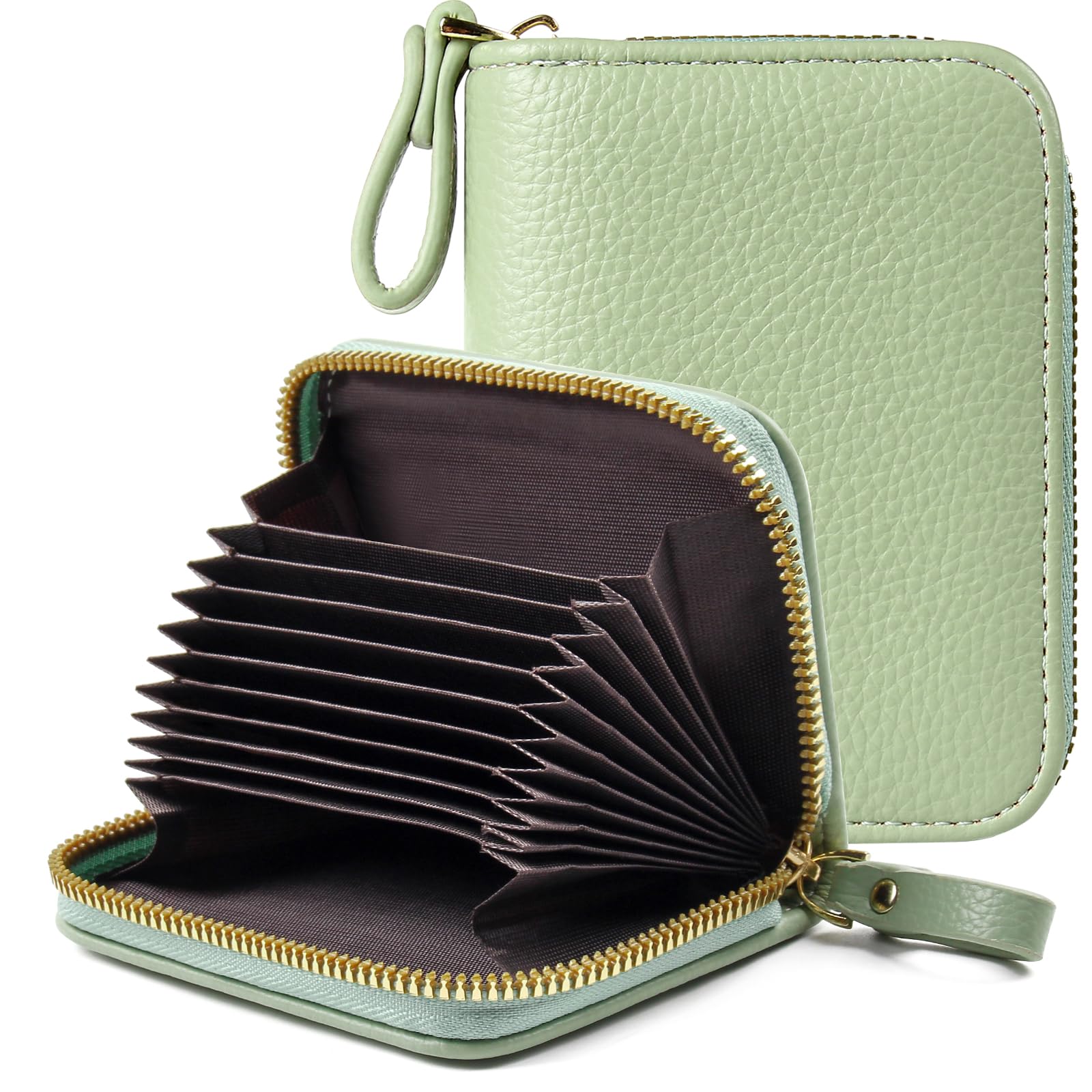 EcoVision Credit Card Holder RFID Card Case Wallet, Small Accordion Zipper Card Case Holder, Card Organizer Case for Women Men