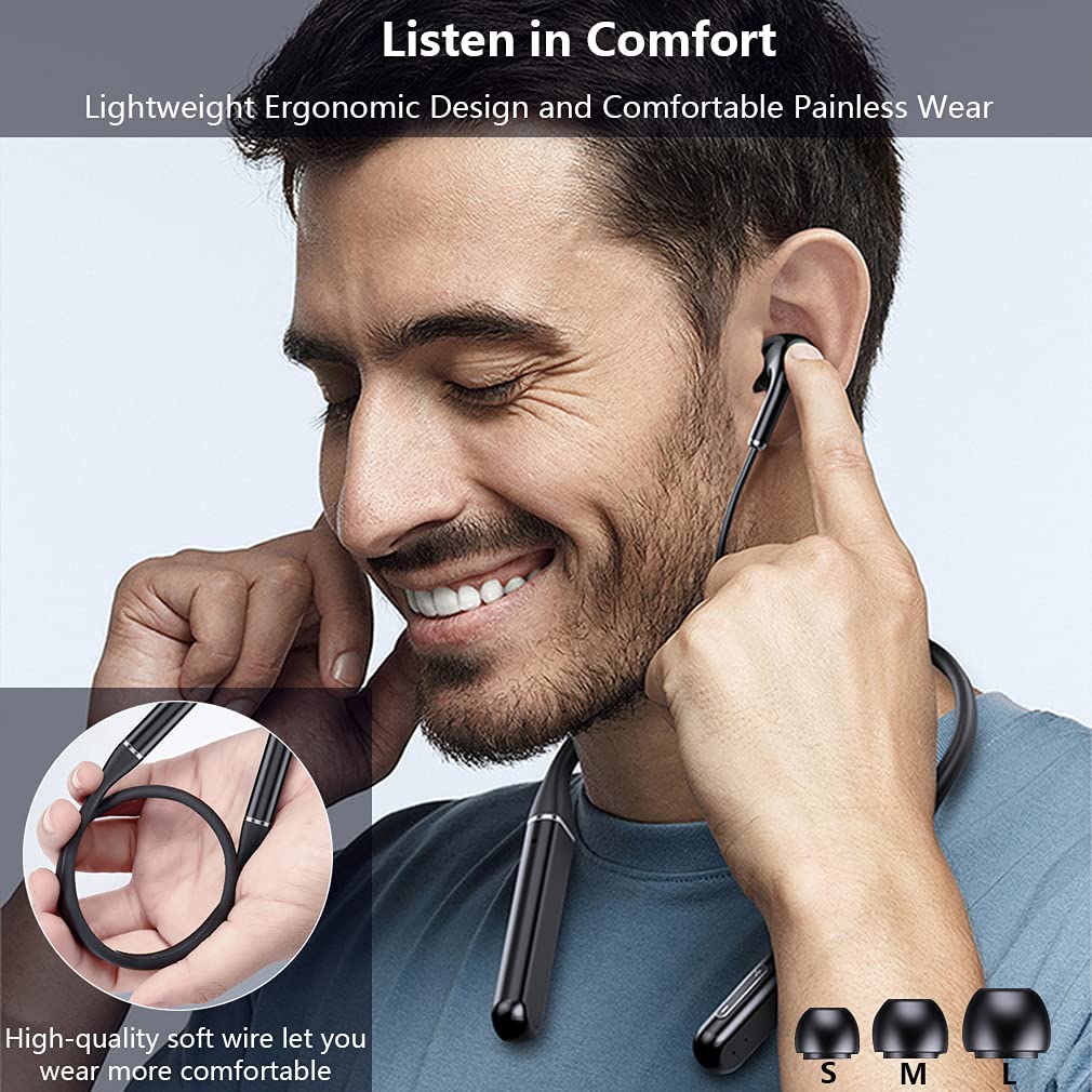 Słuchawki Bluetooth z pałąkiem na kark HIFI bezprzewodowe magnetyczne słuchawki douszne, lekkie słuchawki stereo, sportowy zestaw słuchawkowy z wyświetlaczem poziomu baterii, do biegania,