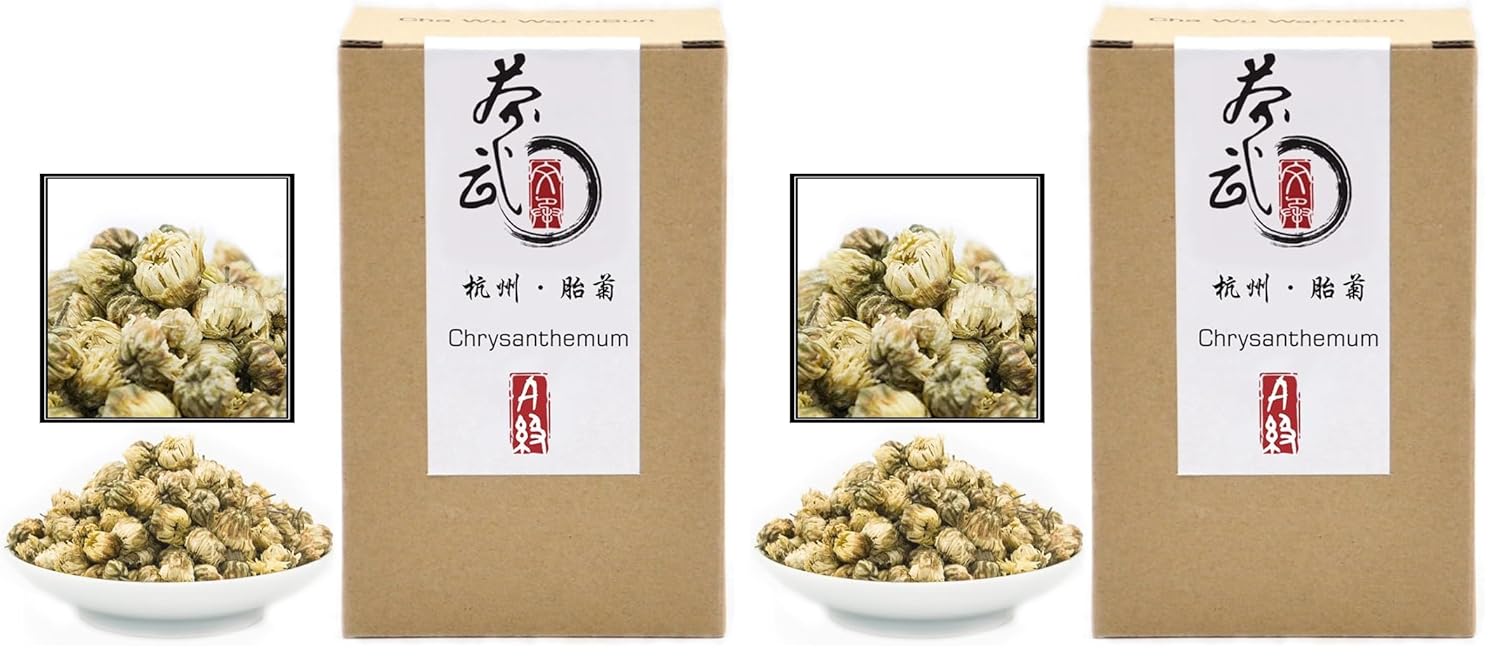 ChaWuWarmSun [A] Chrysanthemum Tea,3.5oz/100g,White Chrysanthemum Bud,HangZhou TongXiang Tai Ju,Chinese Flower Tea (Pack of 2)