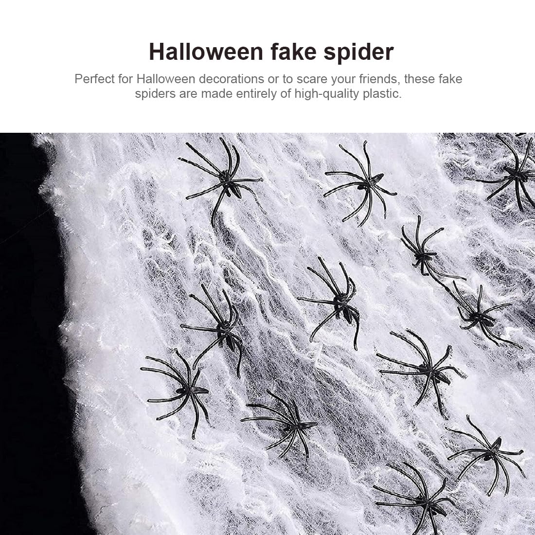 WeddHuis Halloween Toile d'Araignée, 40g (20 Fausses Araignées), Outdoor Toiles d'araignées Dekoration, Indoor Groß Spiderweb Decoration, Prop pour Halloween Carnaval Soirée, Plastique