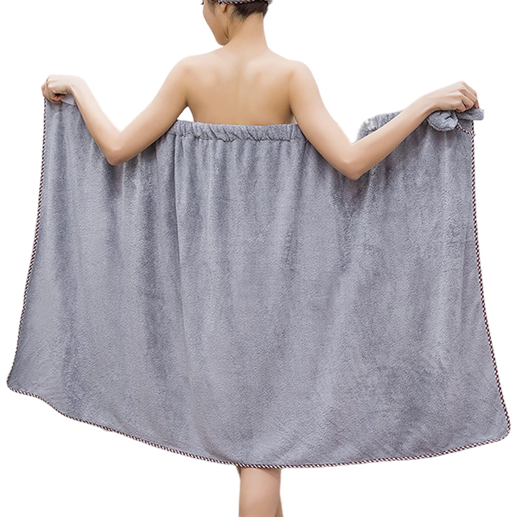 Peignoir serviette femme en polaire corail 140x82cm avec noeud