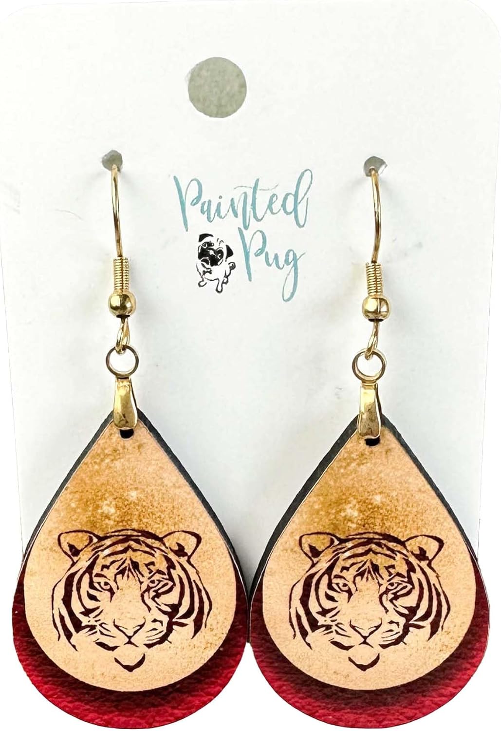 Tiger Earrings for Women School Spirit Teardrop Dangle Jewelry College High School Graduation Gift Handmade by The Painted Pug