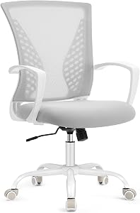 SONGMICS Mesh Chair, Swivel Office Chair, Adjustable Height, Tilt Function, Breathable Back and Seat, for Study, Office, Load 120 kg, Dove Grey OBN022GD01