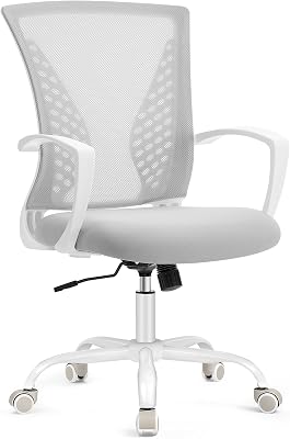 SONGMICS Mesh Chair, Swivel Office Chair, Adjustable Height, Tilt Function, Breathable Back and Seat, for Study, Office, Load 120 kg, Dove Grey OBN022GD01