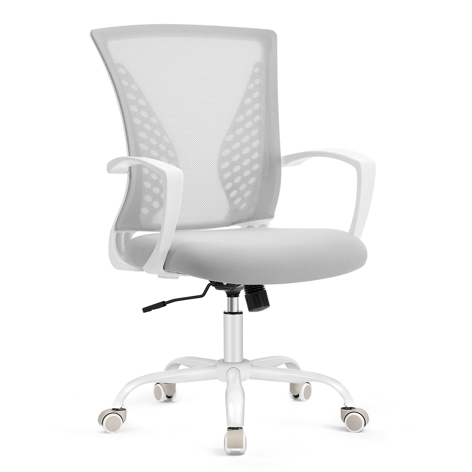 SONGMICS Silla de Malla, Silla de Oficina Giratoria, Altura Ajustable, Función de Inclinación, Respaldo y Asiento Transpirable, para Estudio, Oficina, Carga de 120 kg, Gris Paloma OBN022GD01