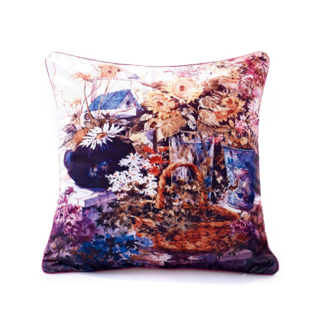 Chef de ménage retour coussin carré style country américain 65x65cm au design paysage de qualité