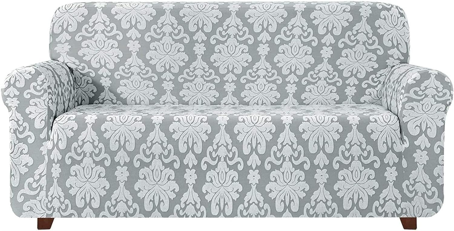 Universal Sofa Covers 1-Piece,Jacquard Damask Stretch Sofa Cover Armchair Covers 1 2 3 4 Seater Polyester Spandex Floral Pattern Anti-Slip Couch Slipcover for Pets Sofa Covers Dining Chair Covers