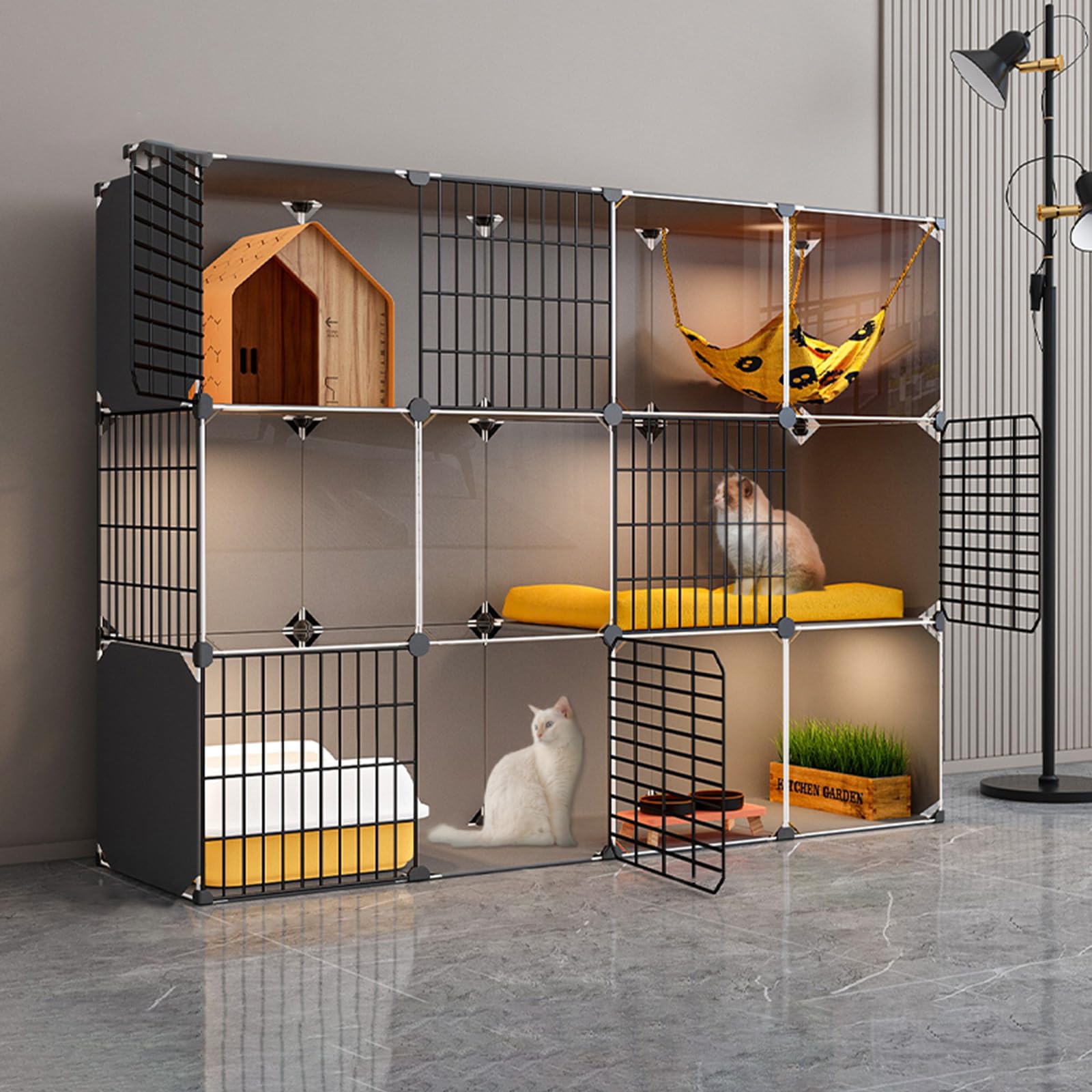 Grande cage d'intérieur pour chats et chinchillas : habitat portable multi-niveaux