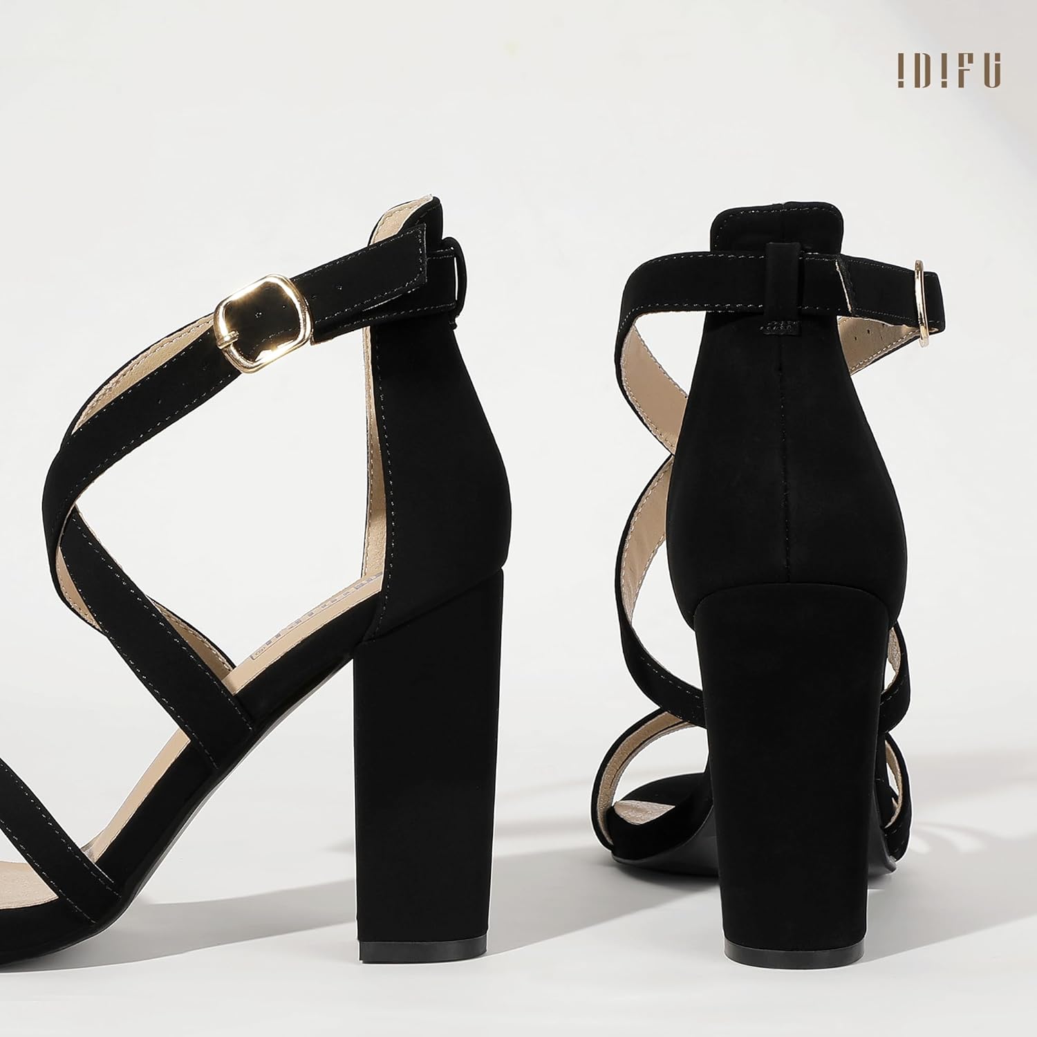 IDIFU Women's Chunky High Heel Sandal Strappy Open Toe Ankle Strap Dress Shoes for Women Bridesmaid Ladies in Wedding Bridal Evening Homecoming Prom - Image 5