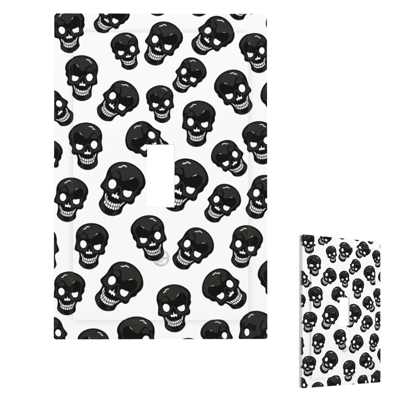 Fekiloot Single Toggle Skull Wall Plate Cover Modern Decorative 1 Gang Light Switch Cover Unbreakable Receptacle Outlet Covers For Living Room Bedroom Home Decor