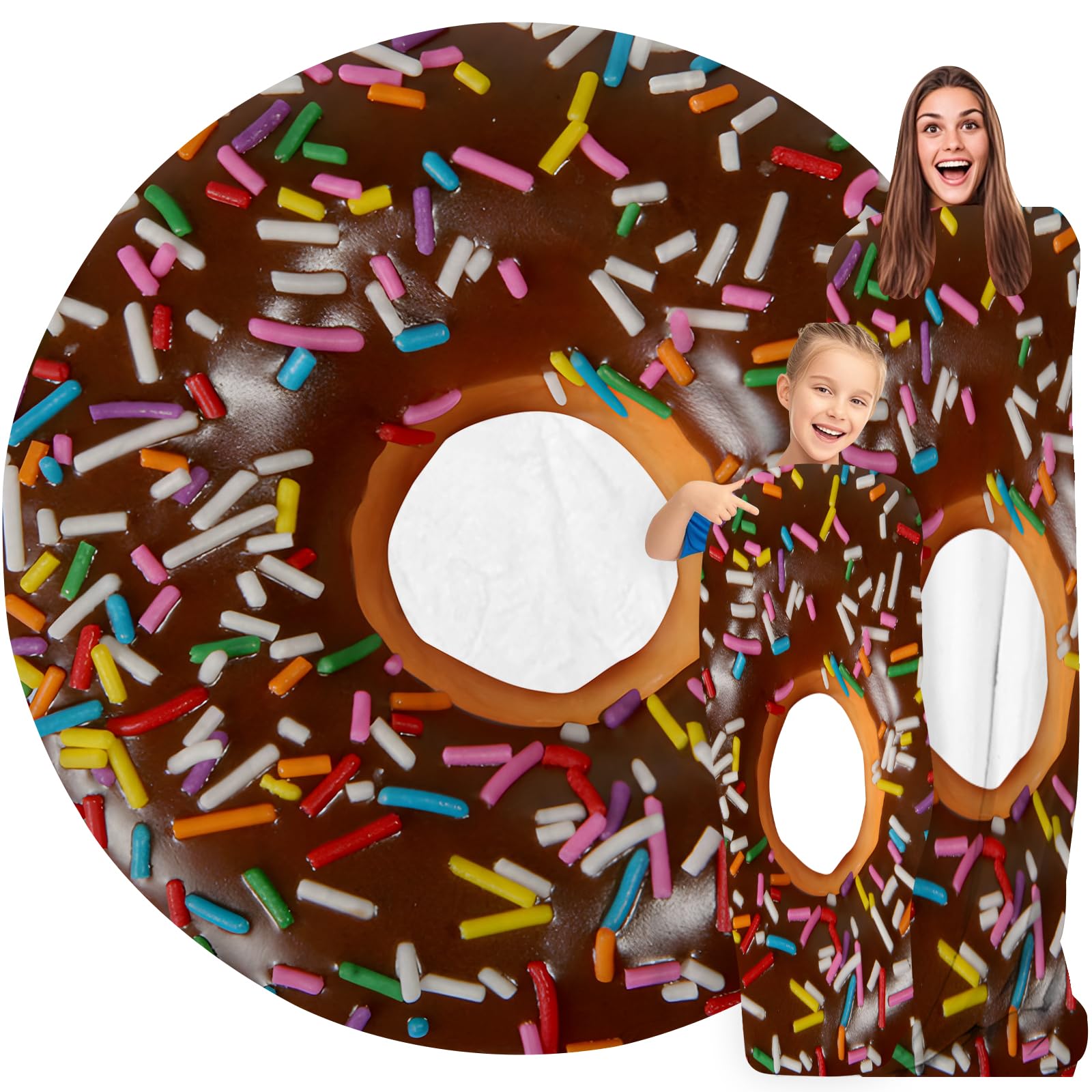 GardEssere Chocolate Doughnut Donut Blanket For Kids Adults Round Blanket Cozy Flannel Funny Realistic Food Throw Blankets Novelty Soft for Men Women for Bed Couch 150 CM