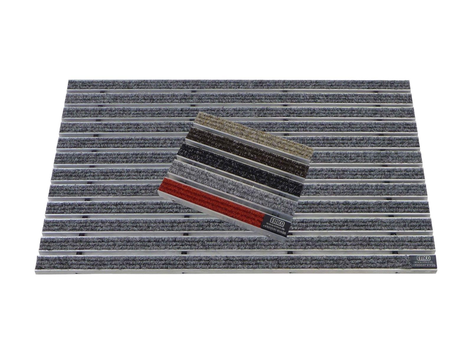 EMCO Eingangsmatte DIPLOMAT Rips hellgrau 12mm + ALU Rahmen Fußmatte Schmutzfangmatte Fußabtreter Antirutschmatte, Größe:90x60cm