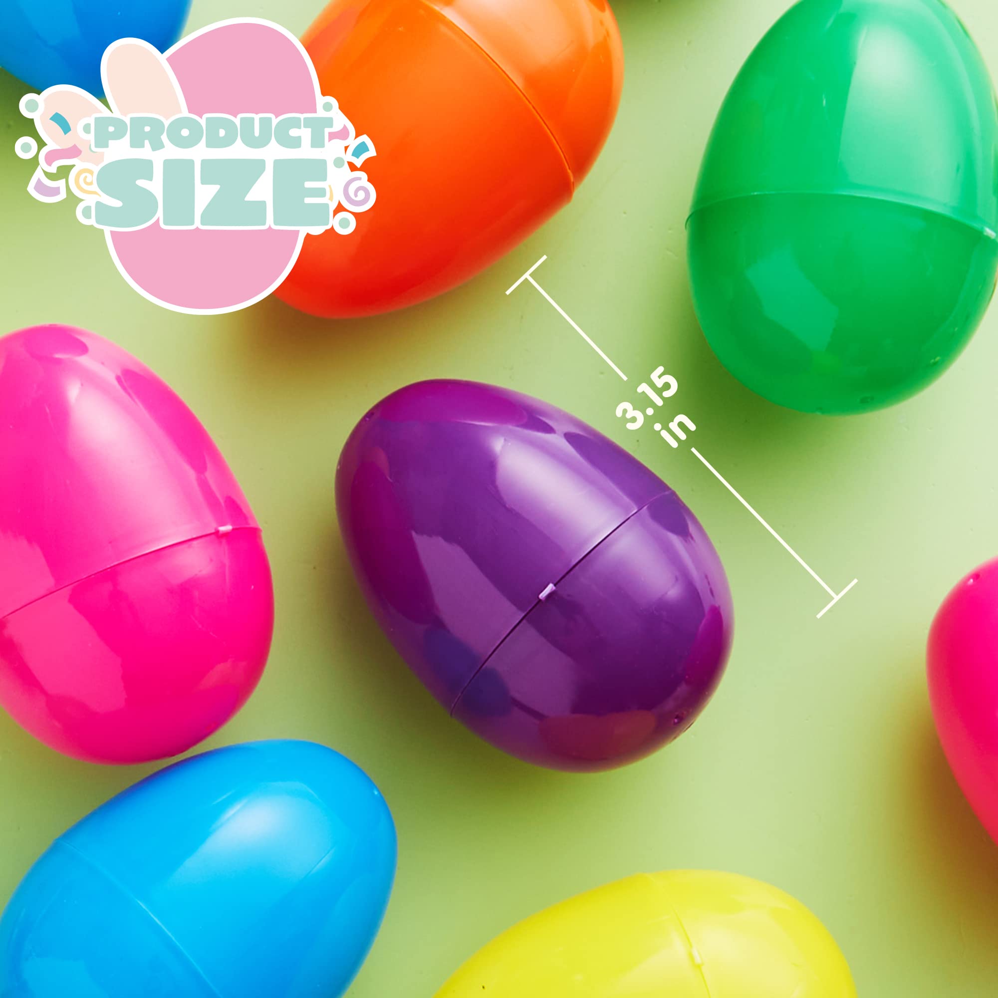 JOYIN 24 Uova Di Pasqua Stampate In Plastica - 8 Cm, Vuote E Riempibili - Ideali Per Caccia Alle Uova E Cesti Pasquali