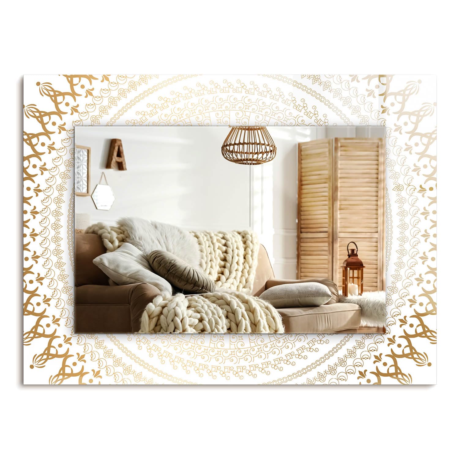 Miroir de salle de bain avec impression mandala moderne 80x60