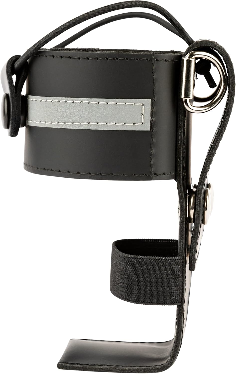 Perfect Fit Shield Wallets Universal Black Reflective Leather Radio Holster for Duty Belt, L-Style Case for Professionals with Elastic Strap & D-Rings, Adjustable Radio Pouch Fits Most Handheld Radios