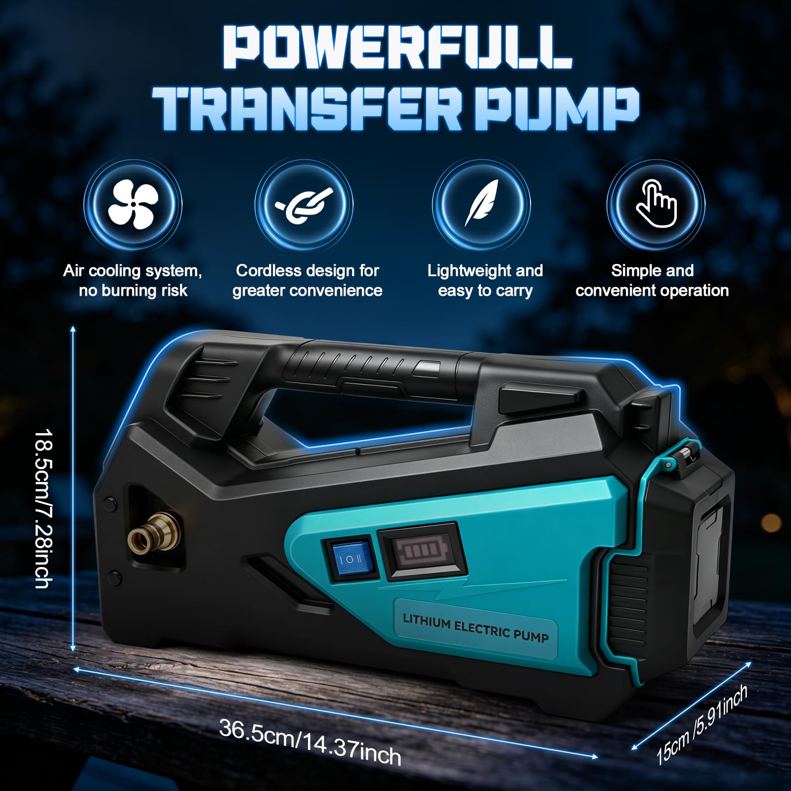 Selbstansaugende Wasserpumpe kompatibel mit Makita 18V Akku, 1/4HP 300GPH kabellos tragbar mit Schlauchset, geeignet für Wohnmobil, Boot, Camping & Garten (ohne Akku)