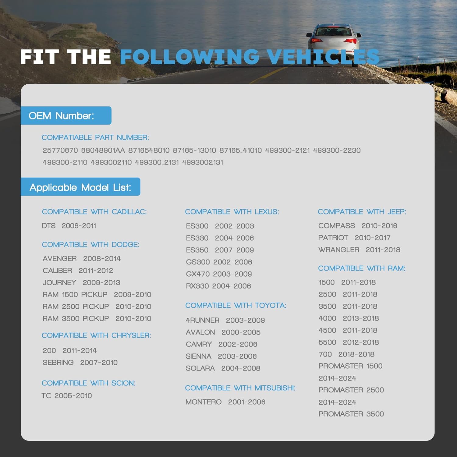 HVAC Blower Motor Resistor Compatible with Ram 1500 2500 3500 4500 5500 2011-2018 Replacement for Toyota 4Runner 2003-2009 Avalon Camry Sienna Solara Relpace 68048901AA 8716548010 25770670