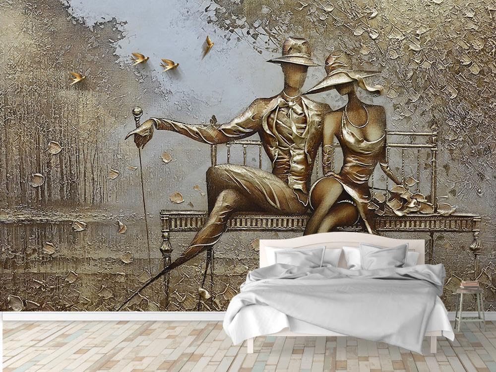 Papier peint intissé 3D statue bronze 400x280cm pour décoration de grand salon