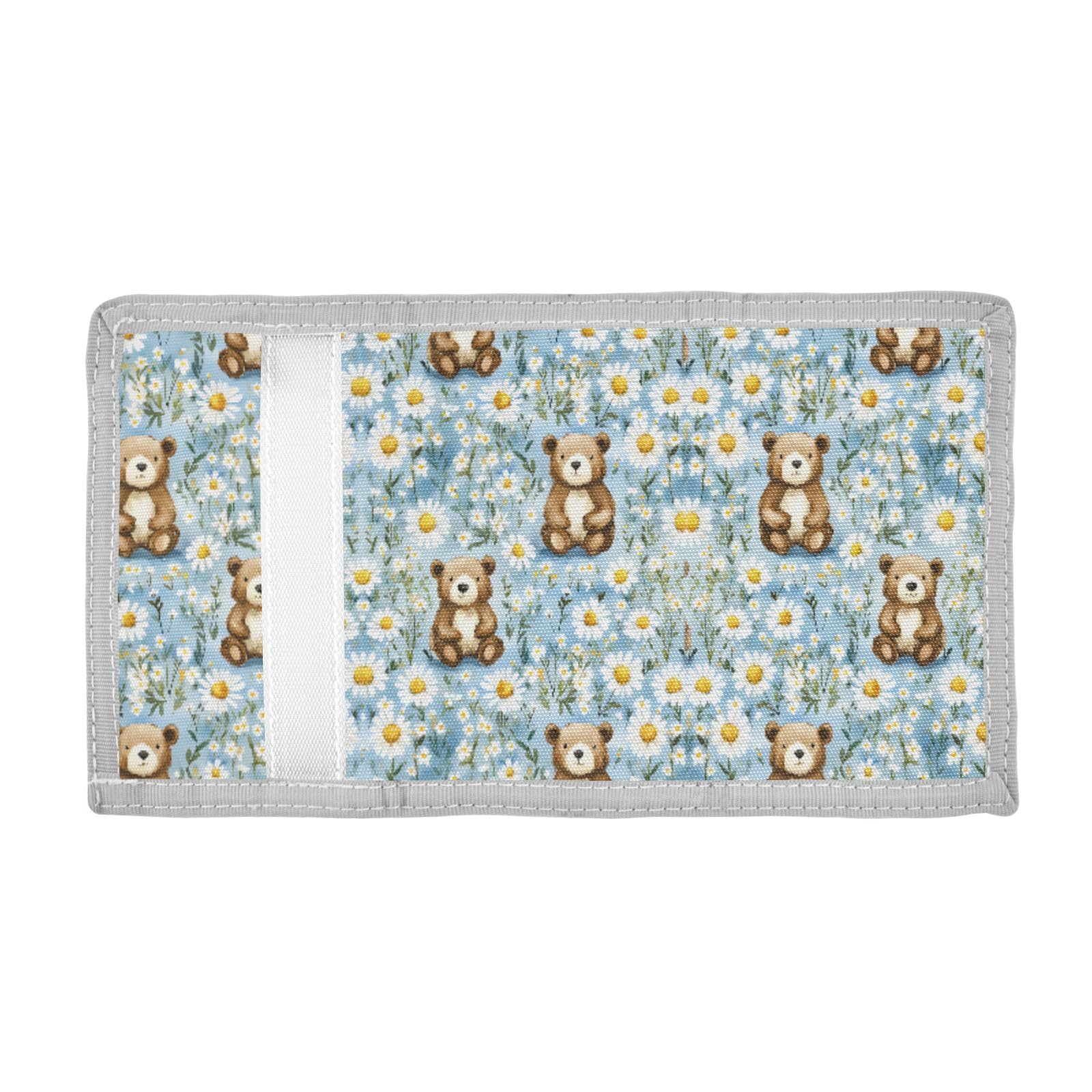 ALAZA Kids Wallets for Boys Girls Toddler Trifold Wallet Children Small Bear Daisy Flower with Zipper Coin Pocket