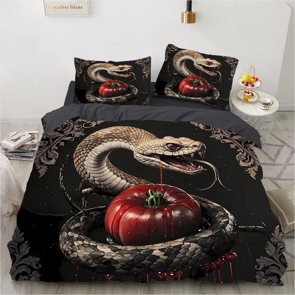 Housse de couette serpent anti-glissement avec fermeture facile pour lit enfant 140x200